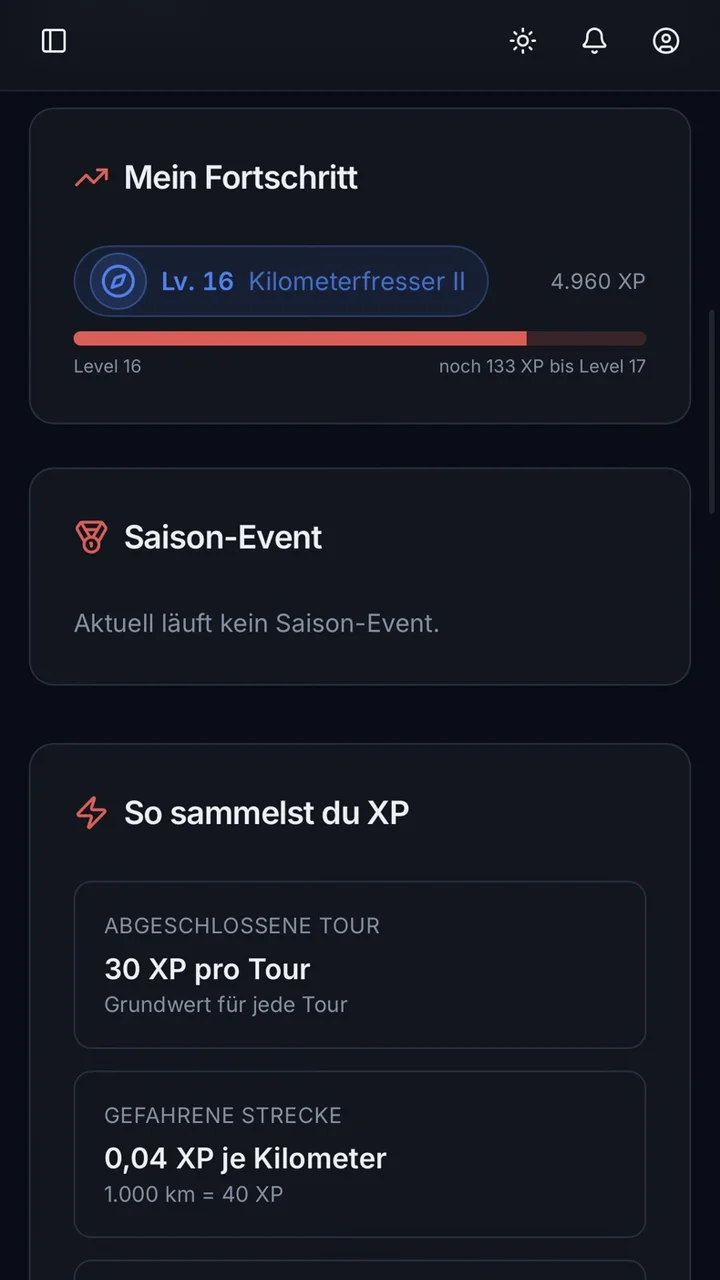XP-System im NordCargo Fahrerportal