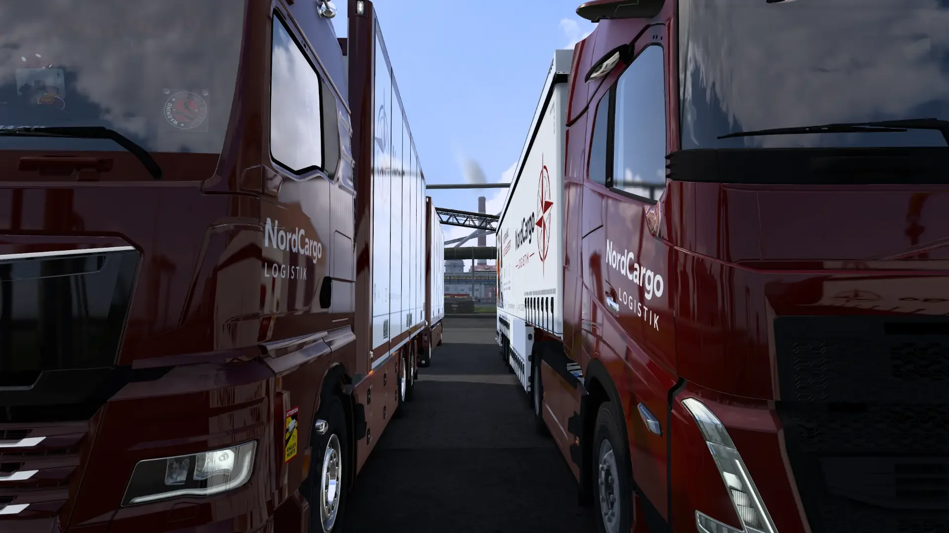 Zwei NordCargo Trucks Front an Front