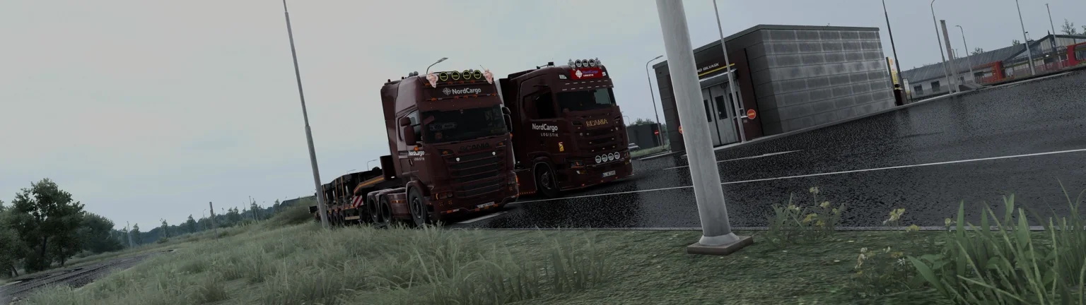 NordCargo LKW gemeinsam im Regen
